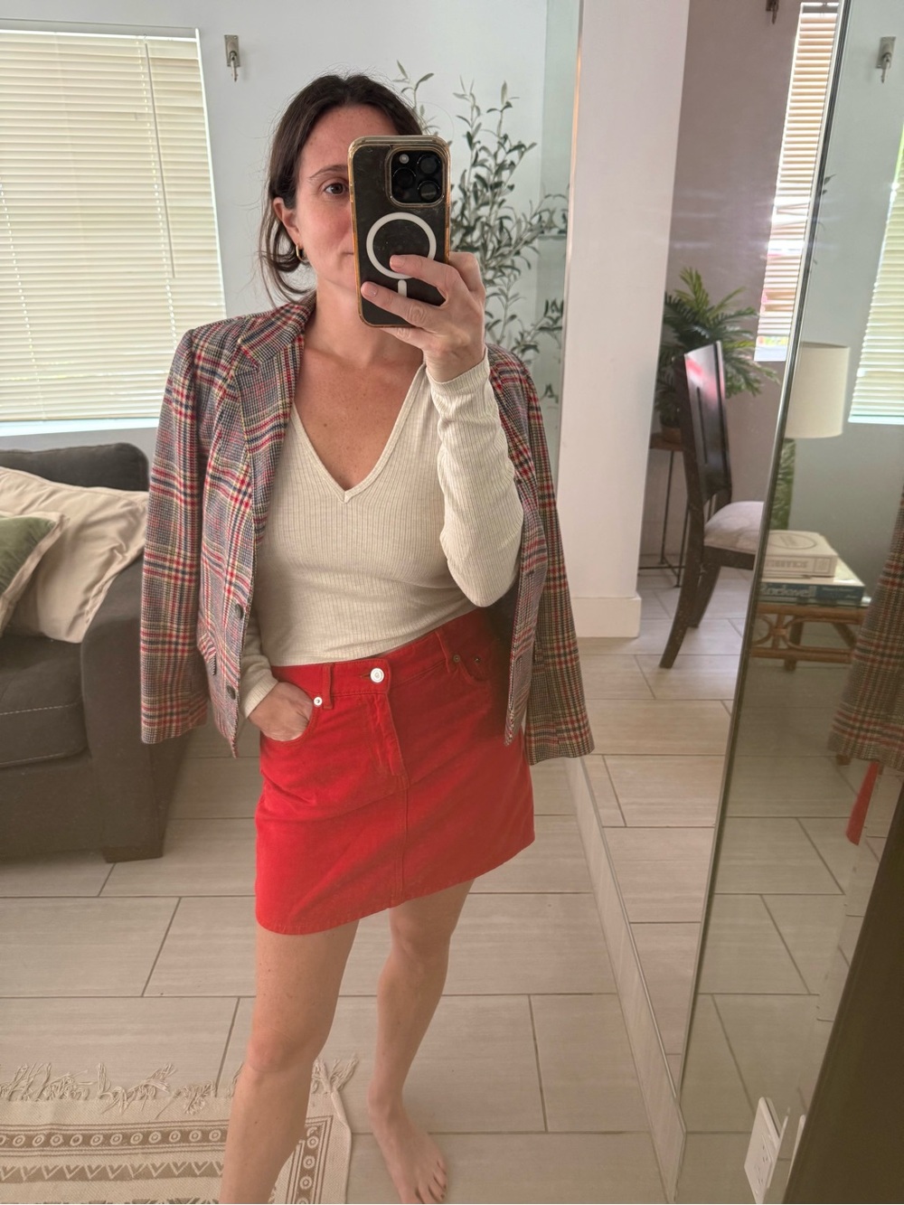 GANNI Red Cotton Mini Skirt Size EU 36